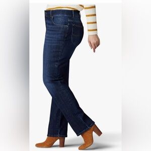 LEE JEANS Relaxed Fit Straight Leg Women’s 16 Short Mid Rise Dark Wash